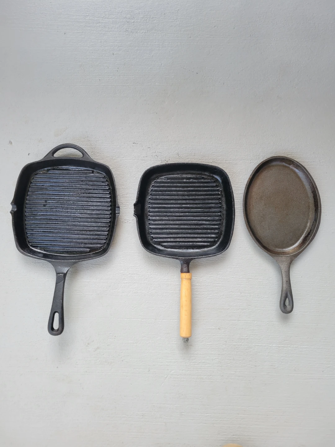 3 Cast Iron Pans - 2 Griddle Pans and 1 Frying Pan