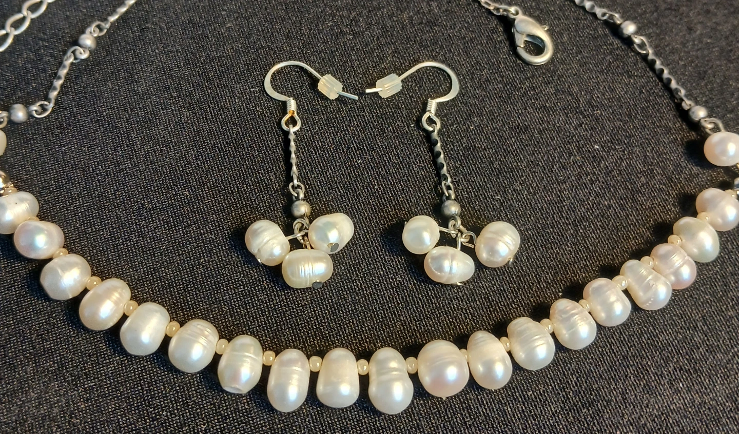 Pearl Necklace and Earring Set