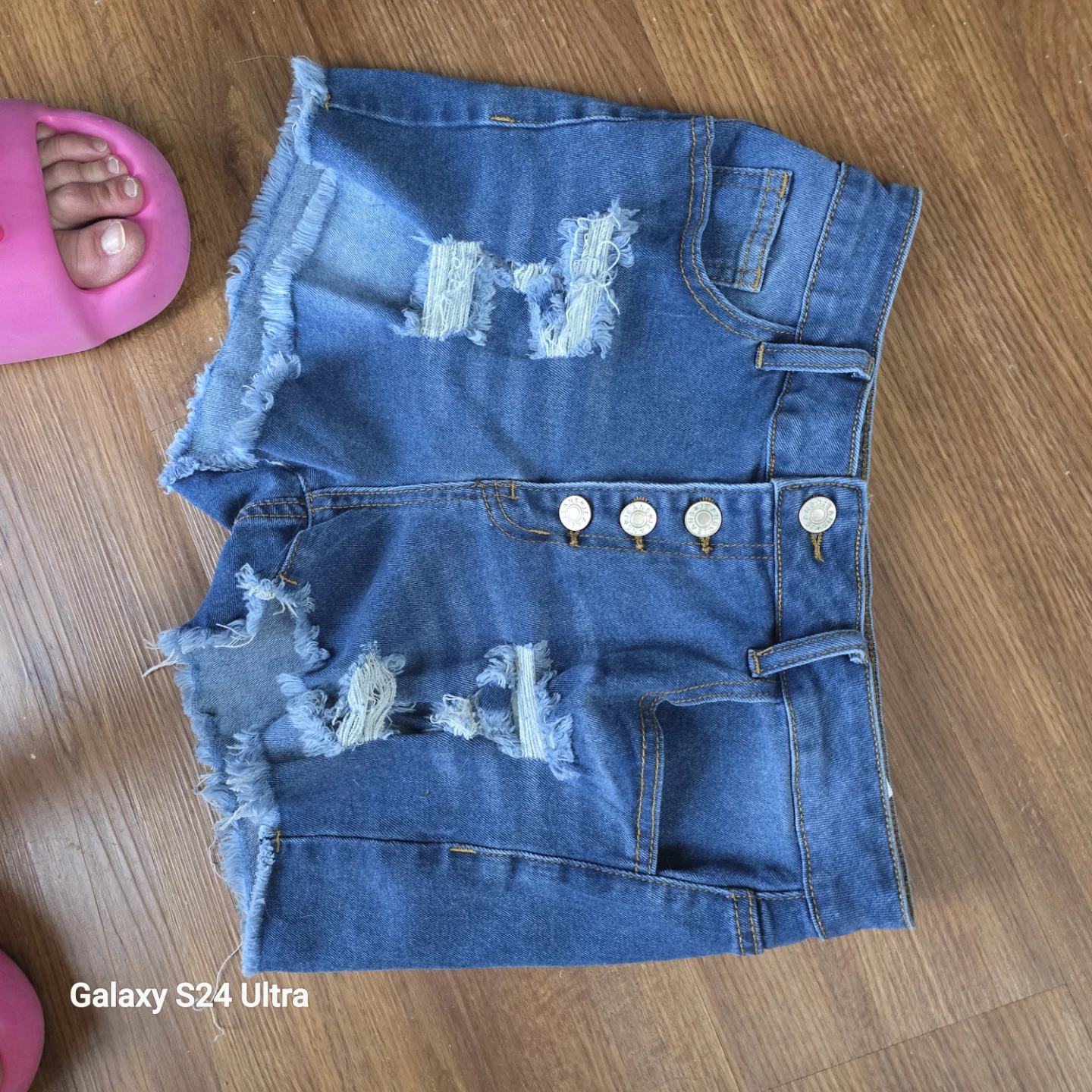 Distressed Denim Jean Shorts - photo 4