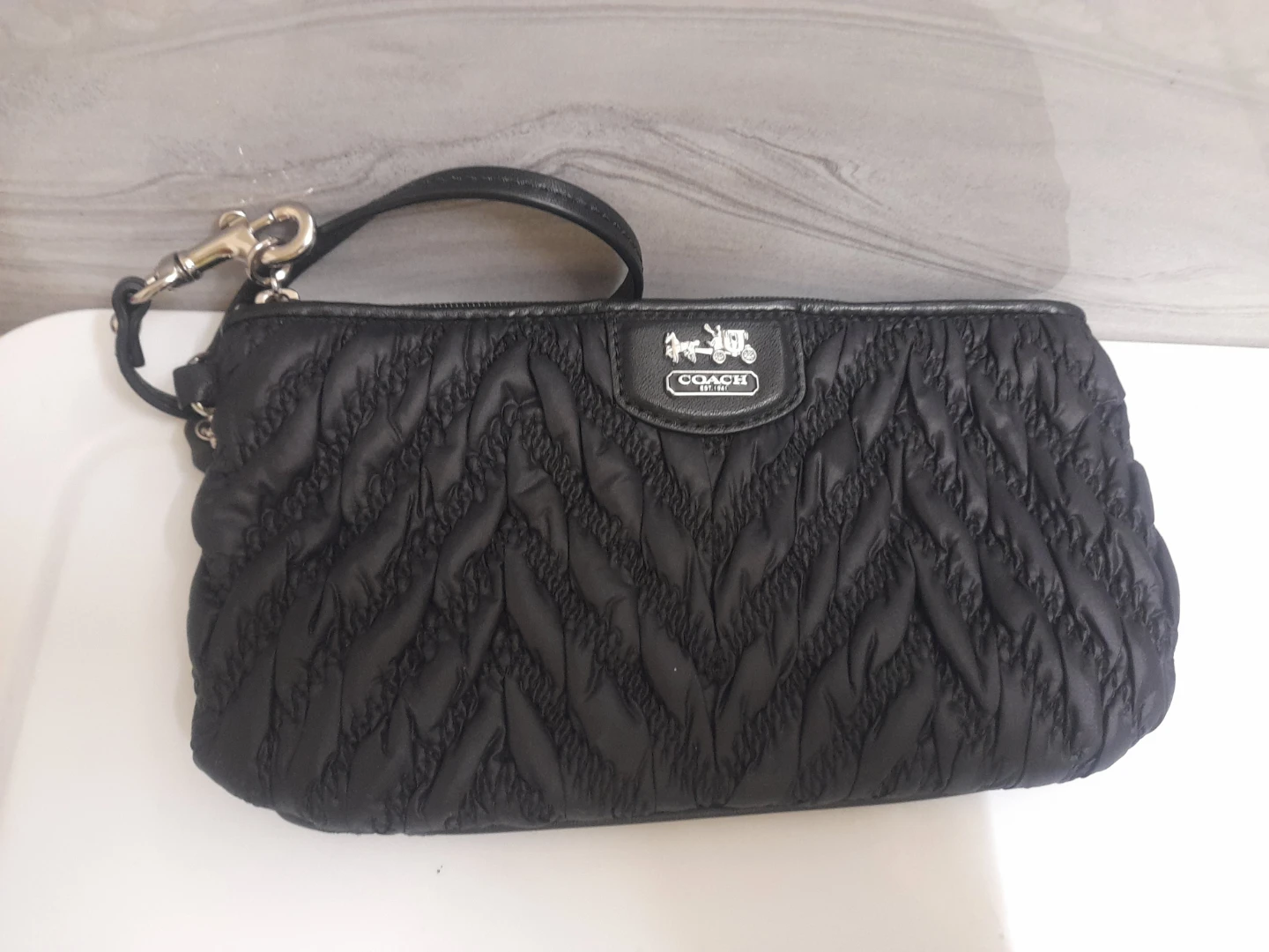 Coach Black Quilted Wristlet like new