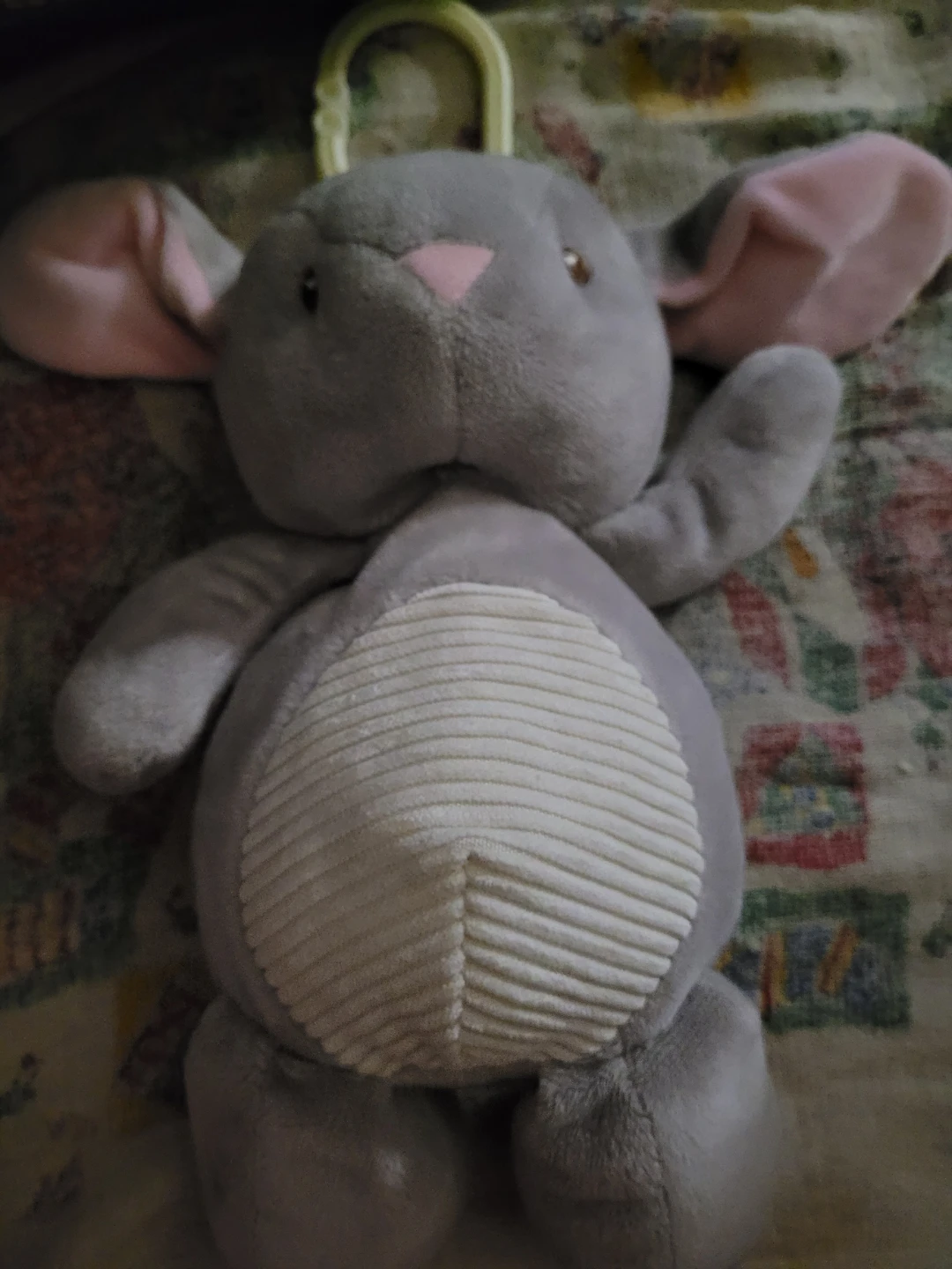 Kellytoy gray and pink corduroy bunny rabbit baby