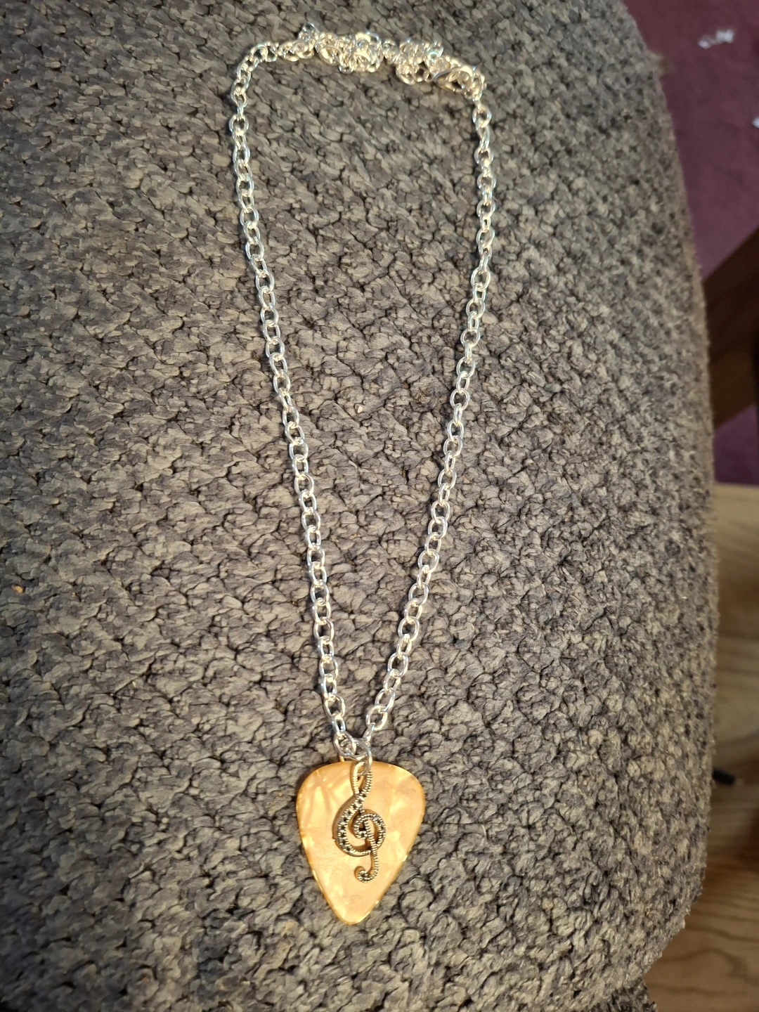 Guitar Pick Necklace with Treble Clef