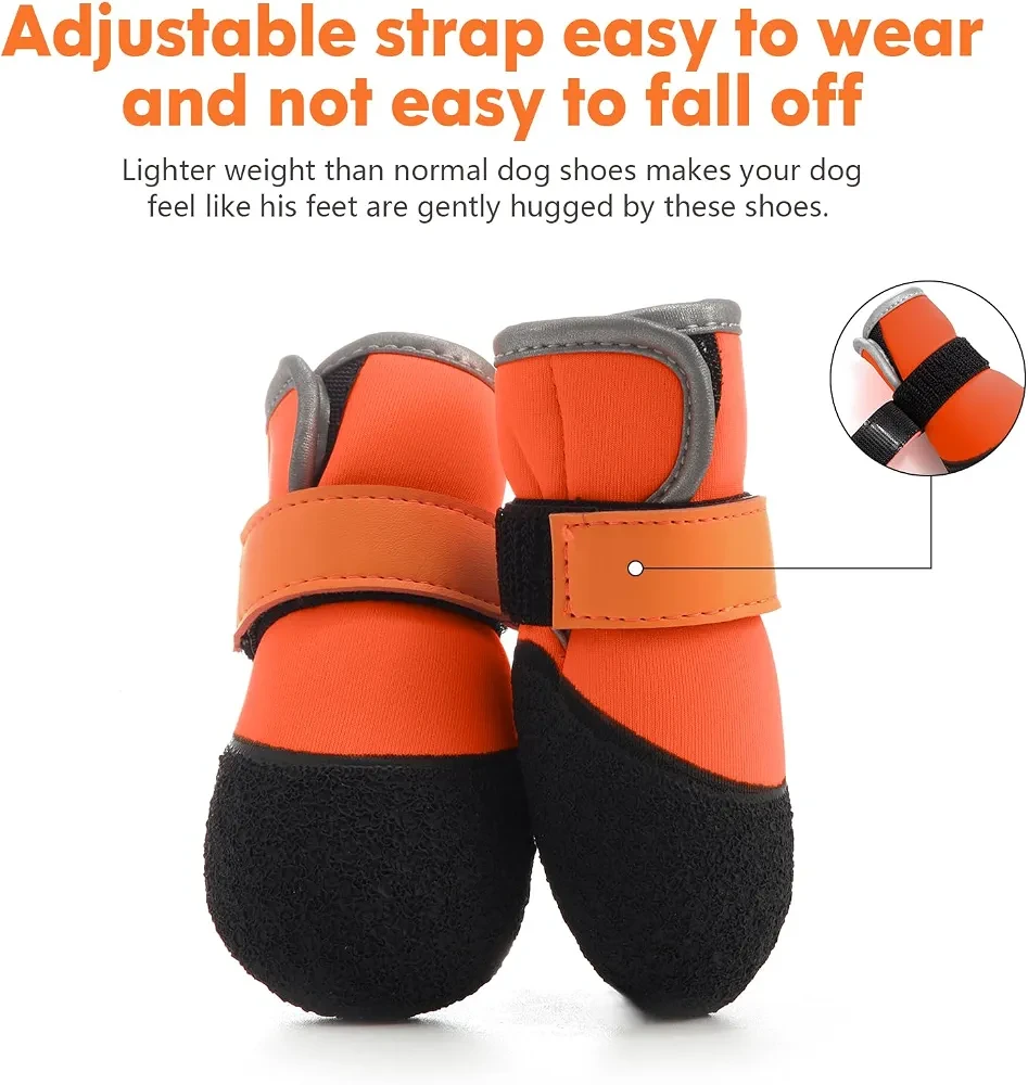 Orange Dog Boots with Black Non-Slip Soles Size 8