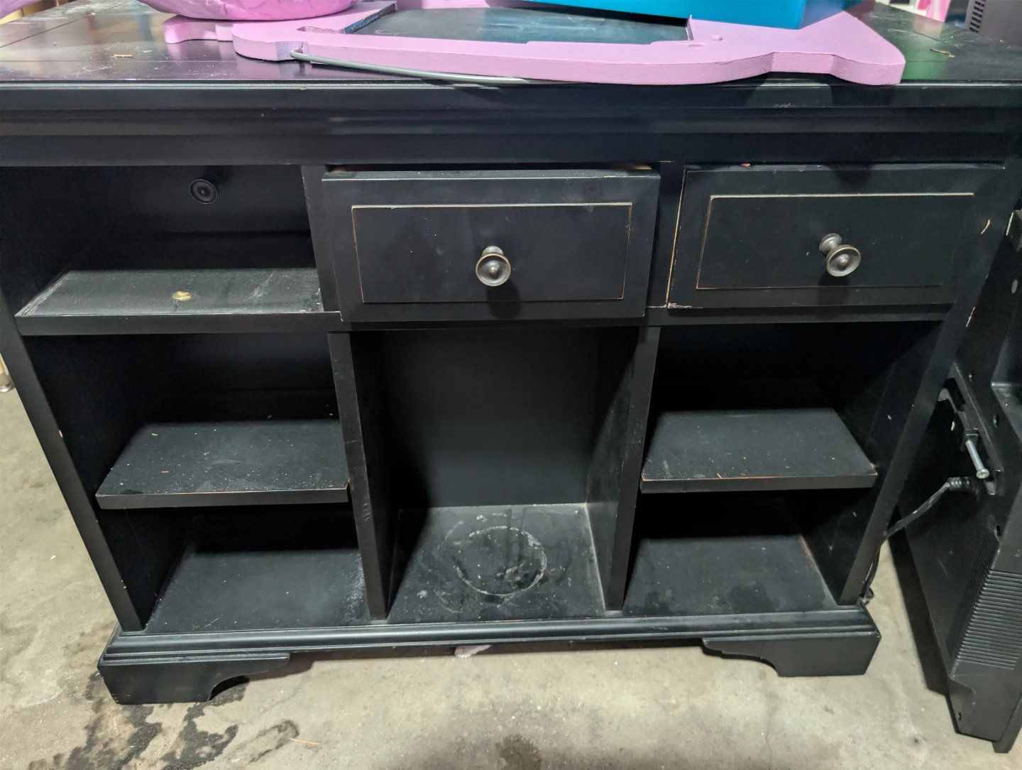 Black Dresser with Drawers and Shelves - photo 2