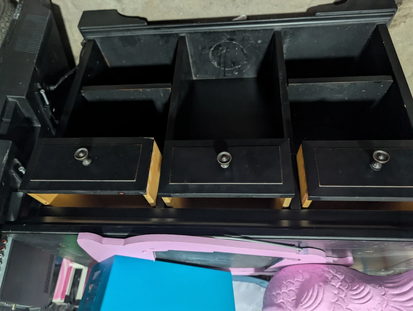 Black Dresser with Drawers and Shelves - photo 3