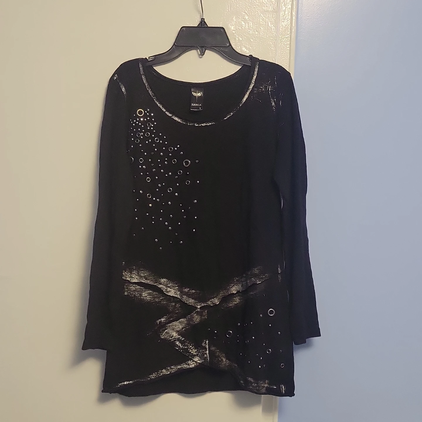 ZARGA Black Long Sleeve Embellished Tunic Top Size S - photo 2