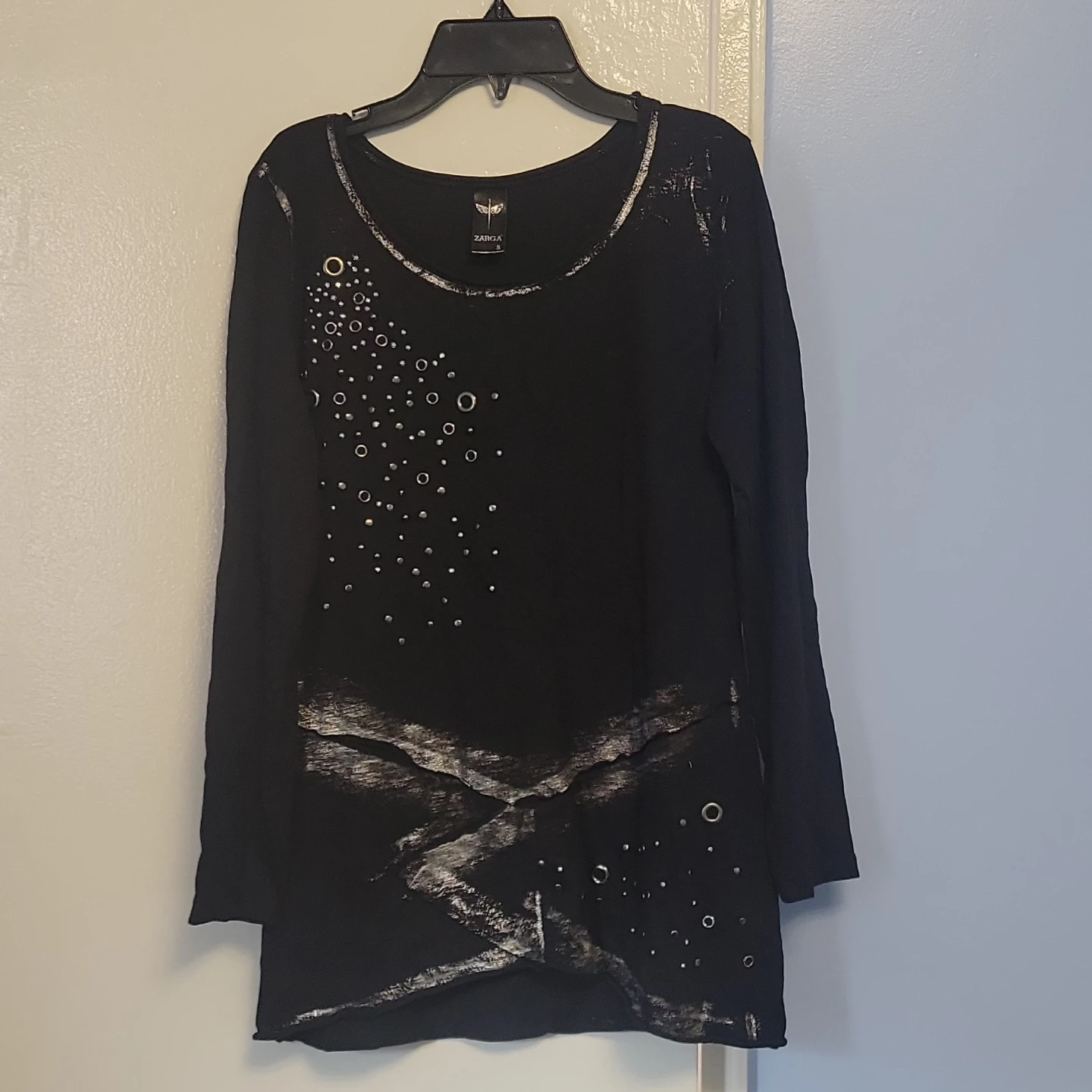 ZARGA Black Long Sleeve Embellished Tunic Top Size S - photo 3