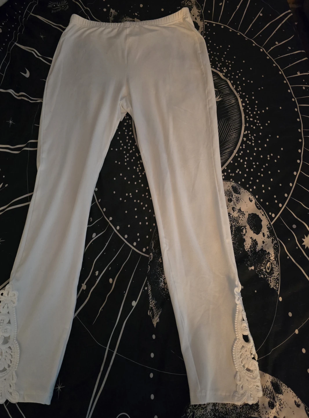 White Lace Trimmed Pants