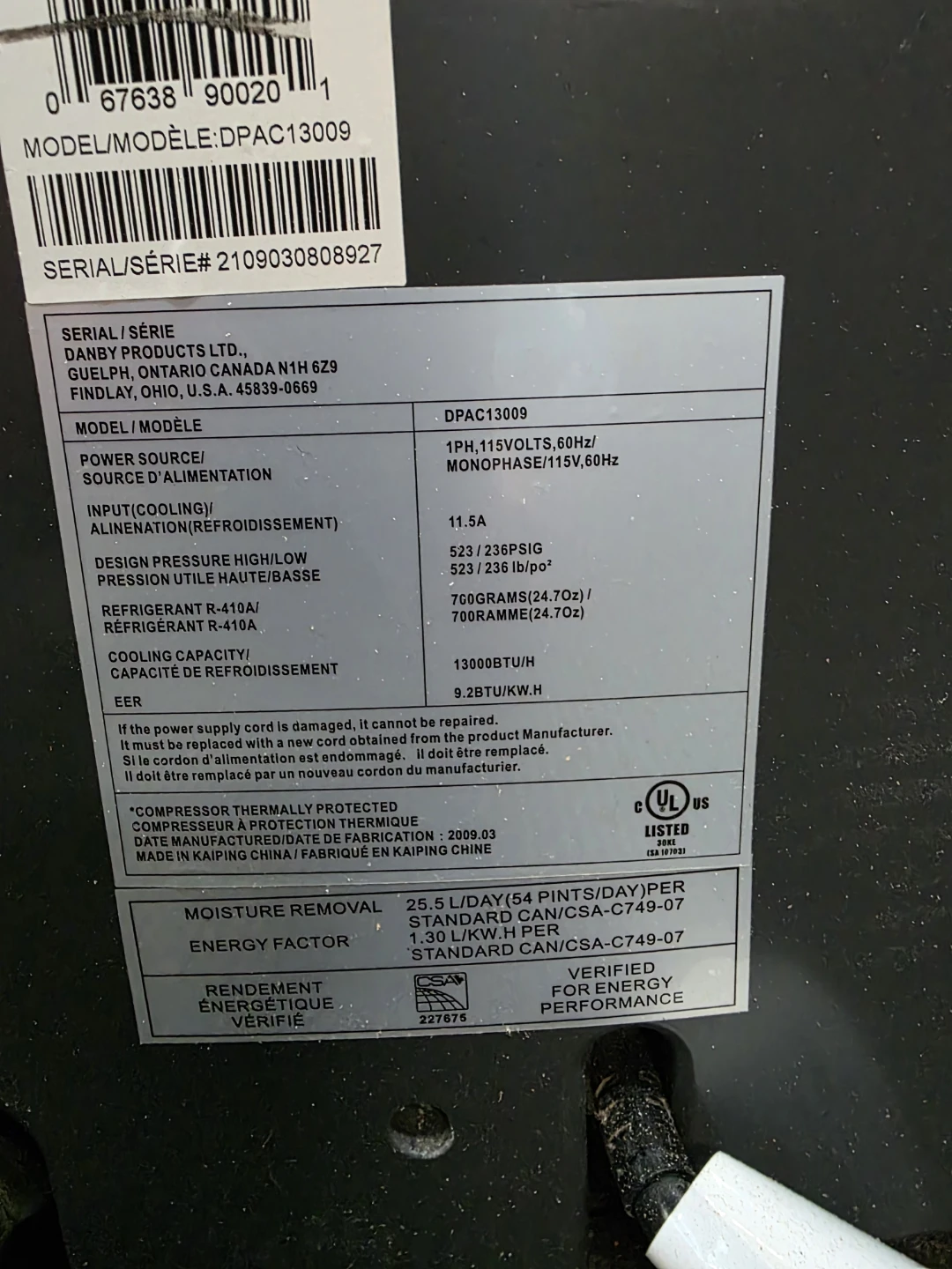 Danby DPAC13009 Portable Air Conditioner - photo 2
