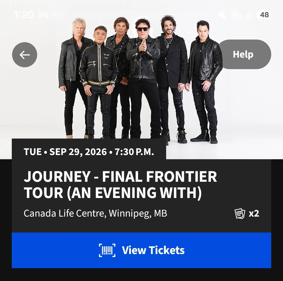 Journey - Final Frontier Tour Tickets (2 Tickets)