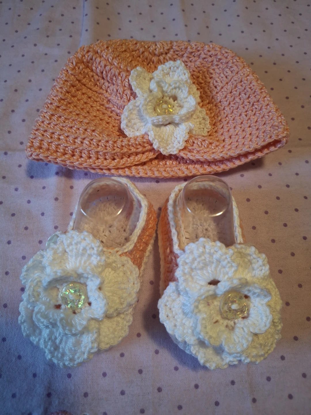 Crocheted Baby Shoes and Hat Set