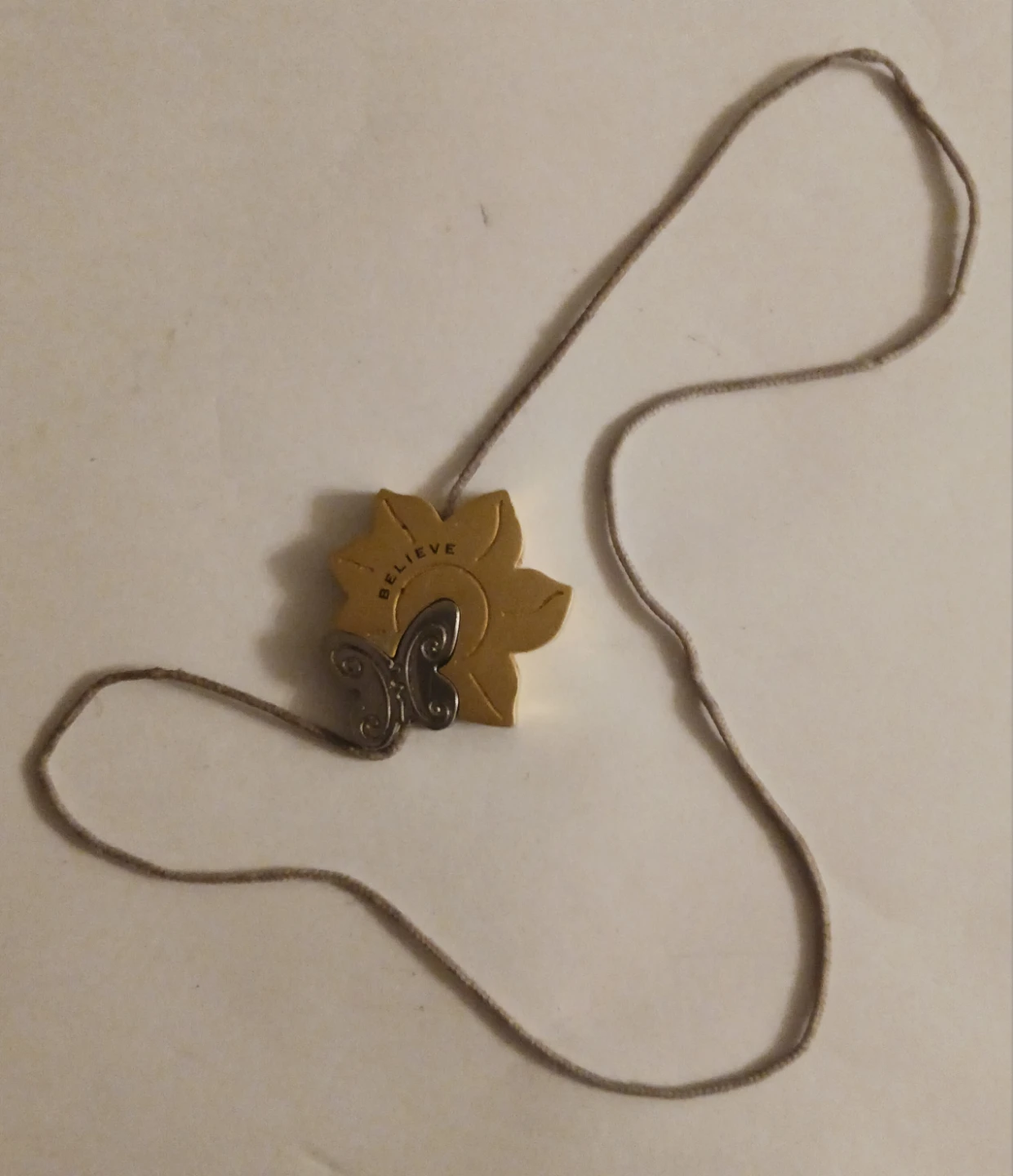 Sunflower "Believe" Pendant with Butterfly Charm
