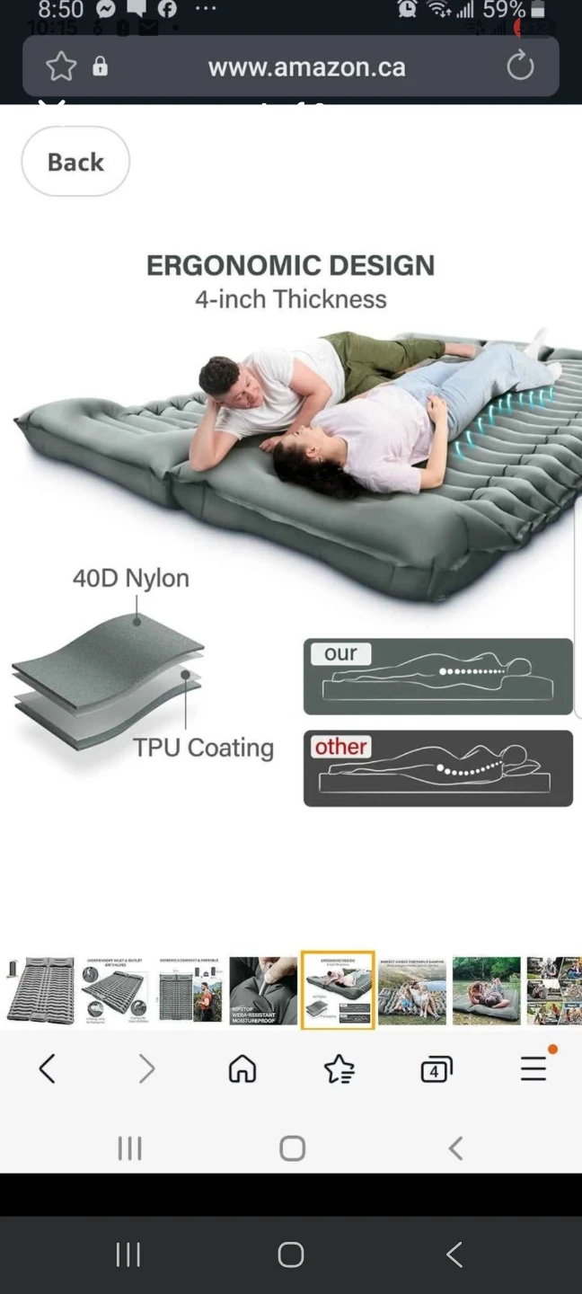 Double Camping Sleeping Pad 4" Ultra-Thick brand new - photo 4
