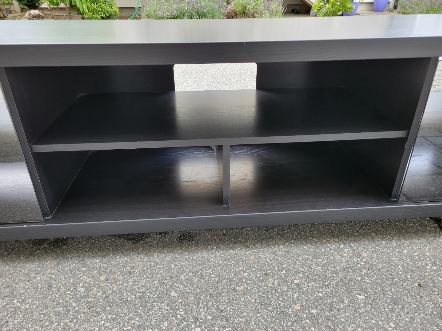 Beautiful Black TV Stand Console with Glass Doors. - photo 3