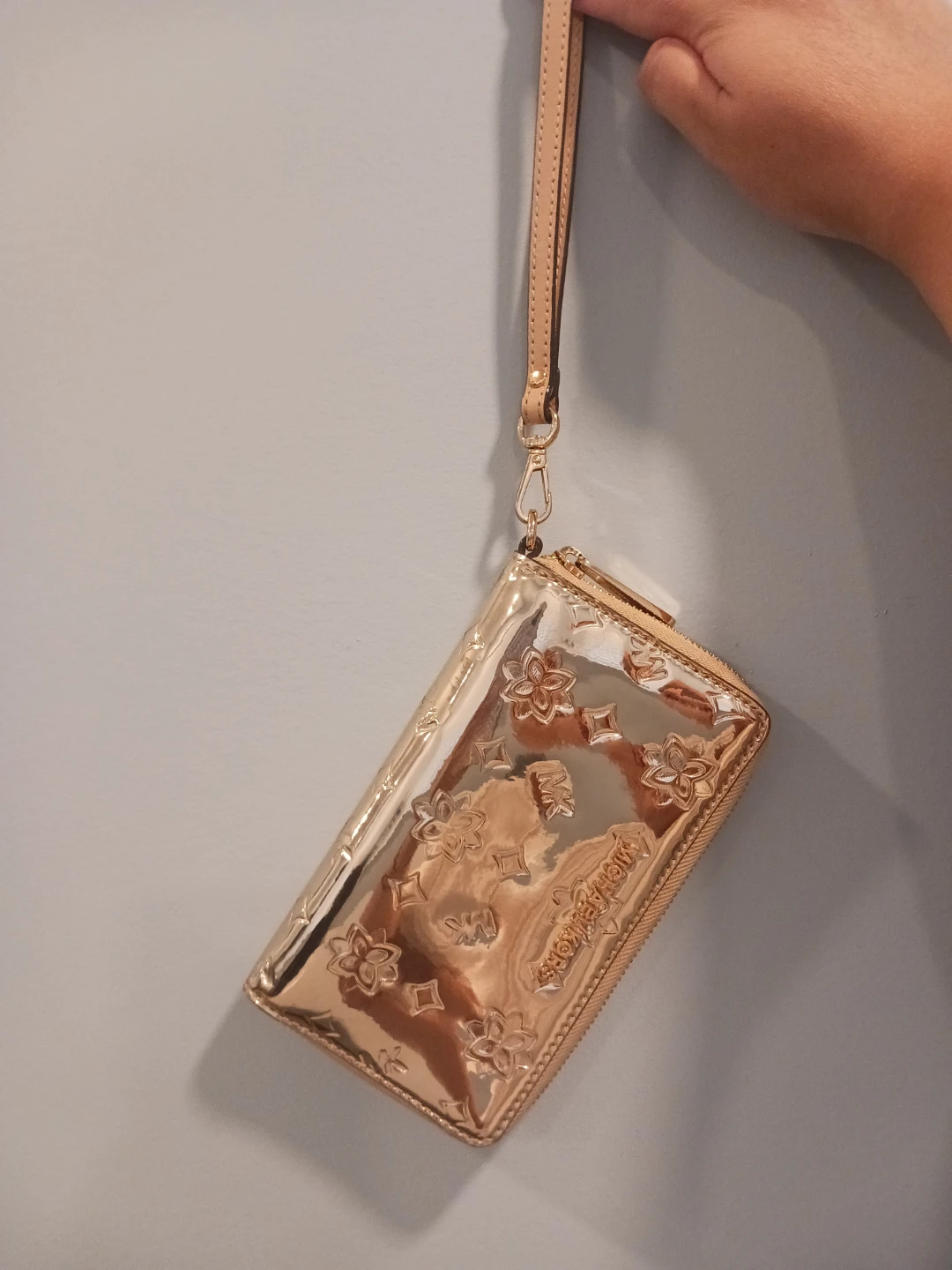 Michael Kors Gold Floral Zip Around Wallet
