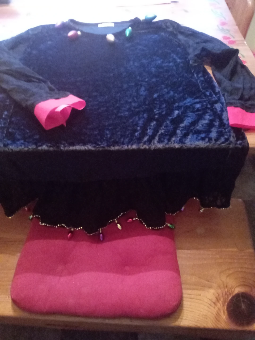 Femme Fatale Black Velour Top with Light Bulb Accents