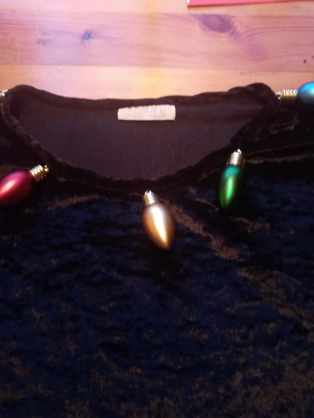 Femme Fatale Black Velour Top with Light Bulb Accents - photo 2