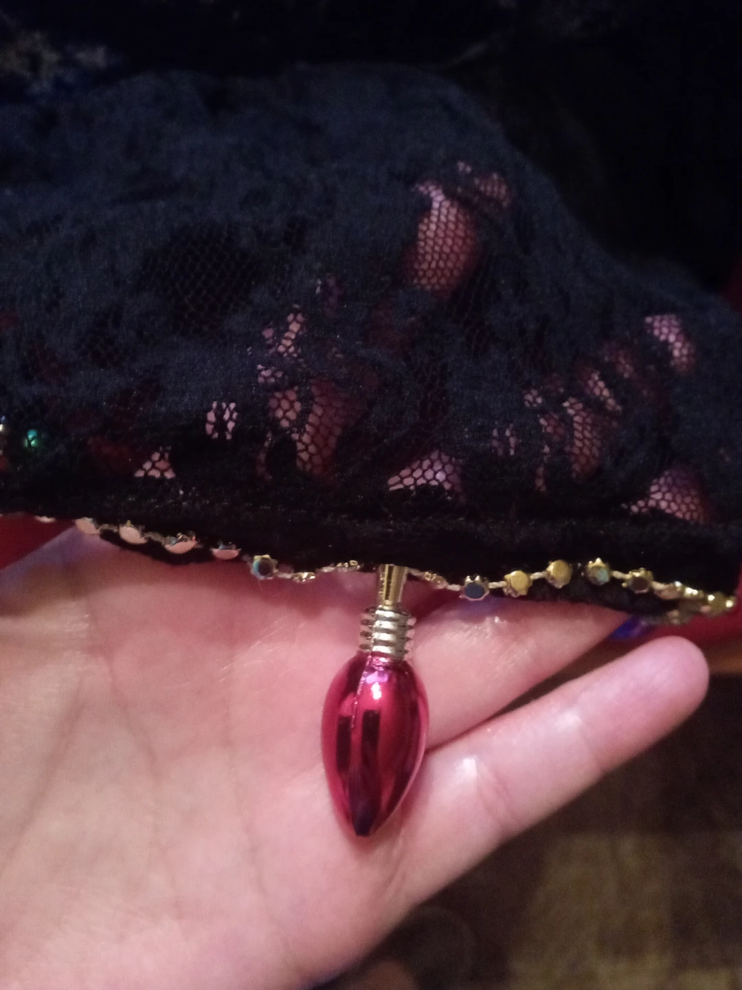Femme Fatale Black Velour Top with Light Bulb Accents - photo 3