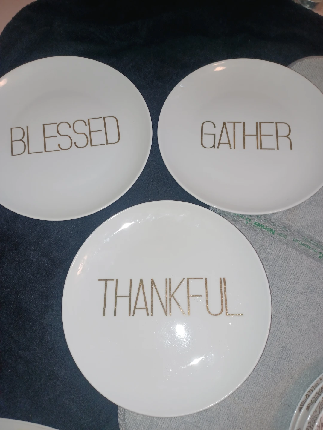 Set of 3 Decorative Plates - Blessed, Gather, Thankful