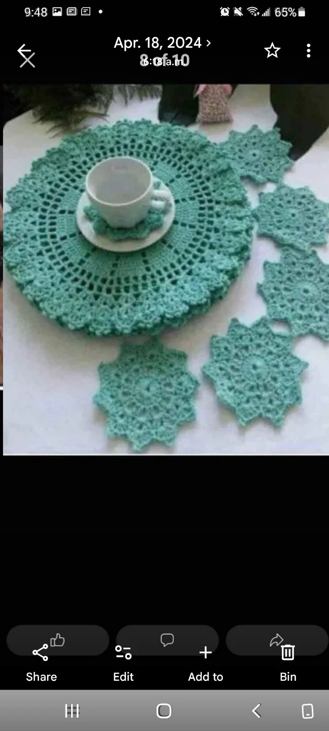 Crocheted Tablecloth and Coaster Set - photo 4