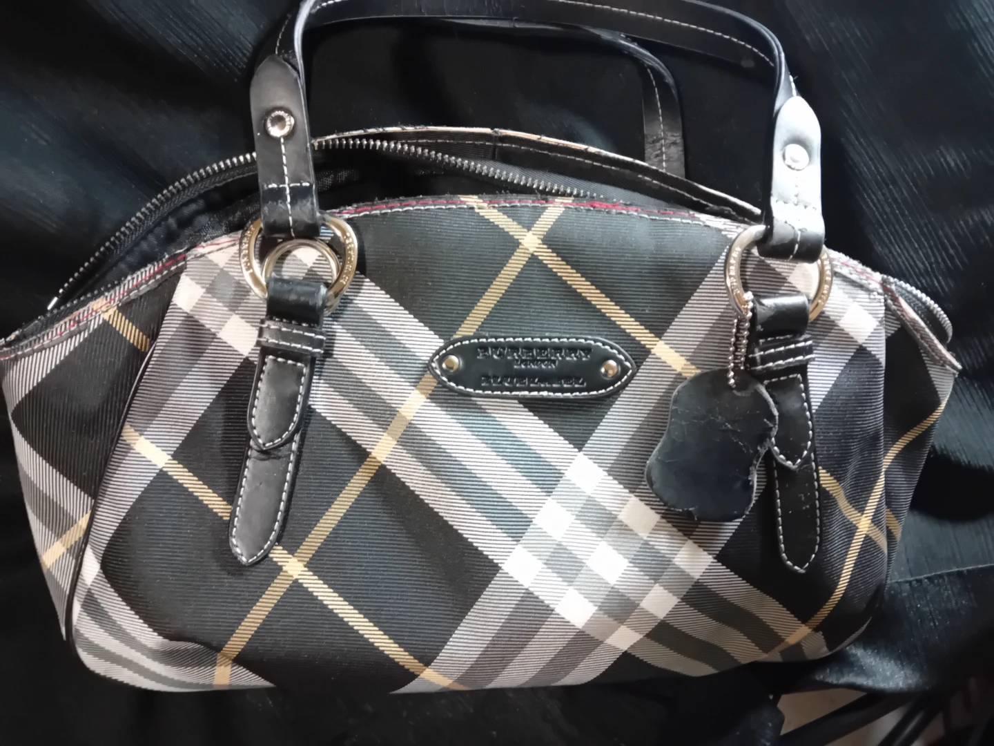 Burberry Blue Label Plaid Satchel Handbag