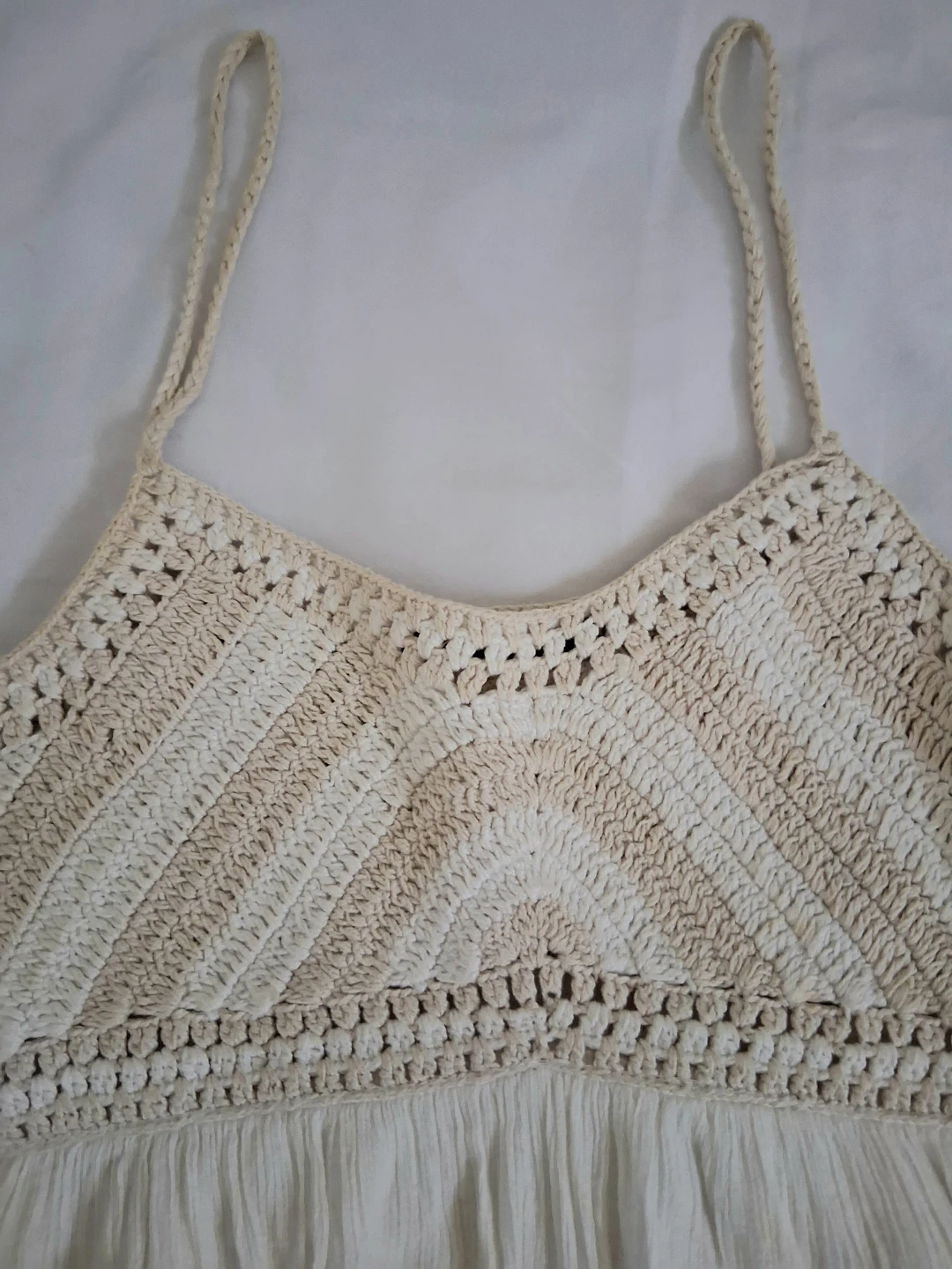 Zara Cream Crochet Detail Tank Top - photo 2