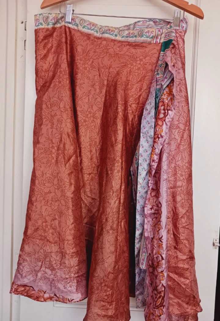 New! Boho Reversible Floral Silk Wrap Skirt. Adjustable fit. - photo 3