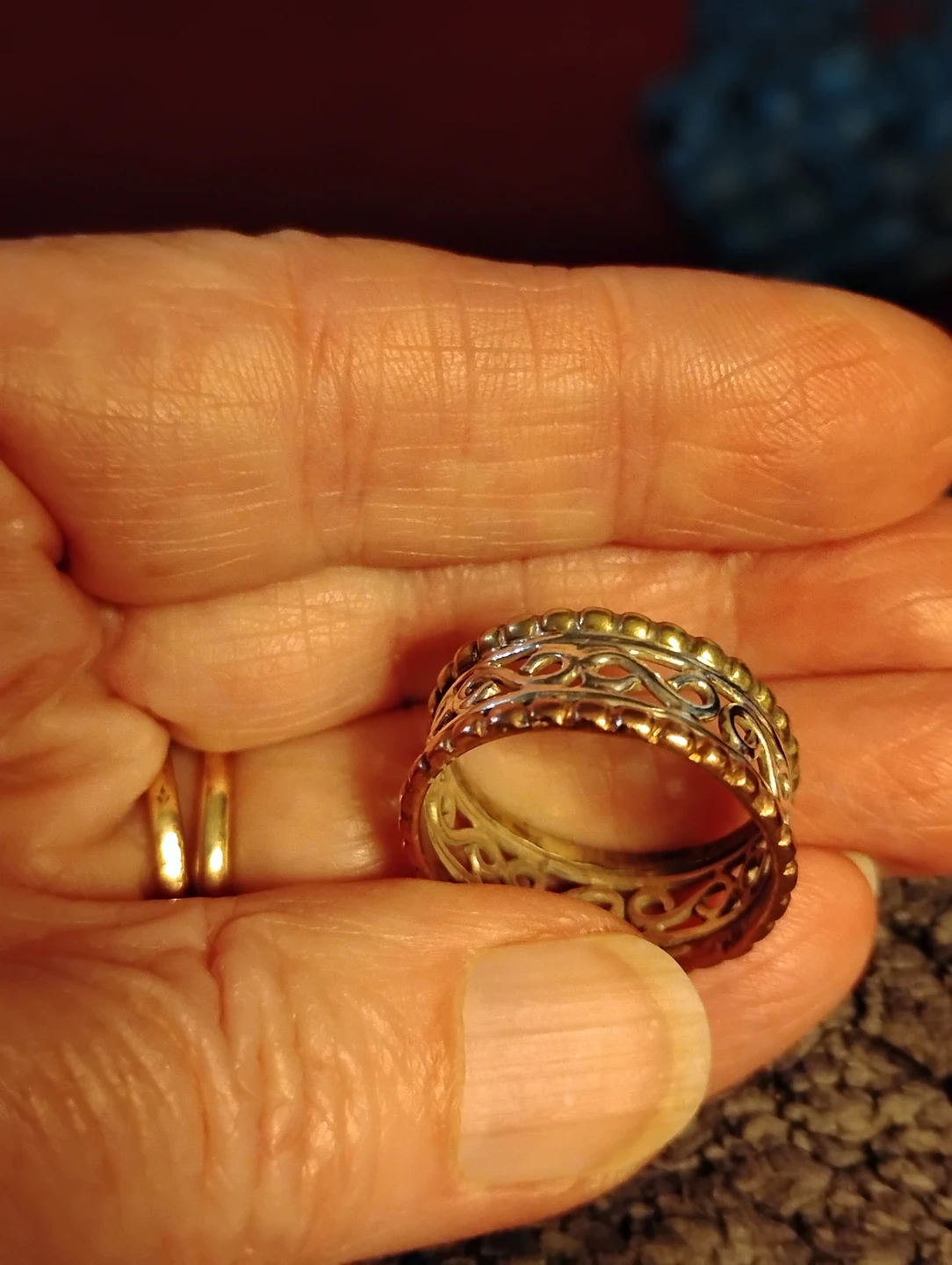 Silver filigree ring with gold accents - photo 5