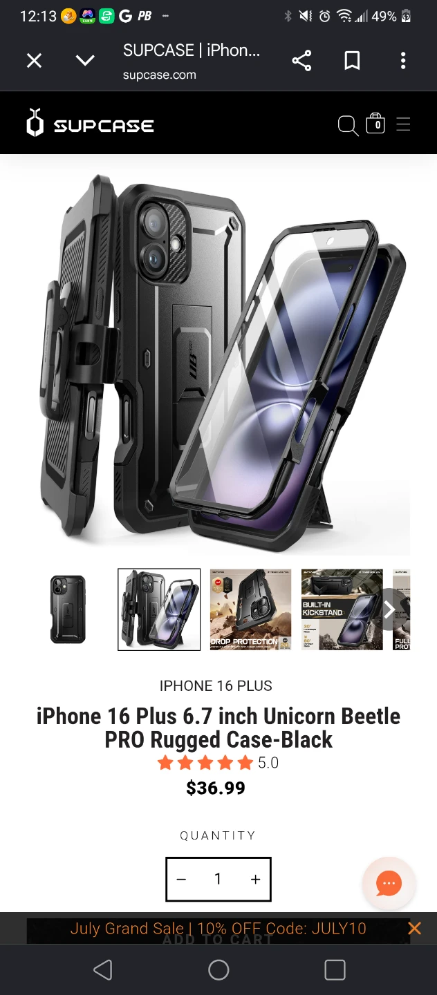 🧡NEW iPHONE 16 PLUS 6.7" SUPCASE UNICORN BEETLE CASE