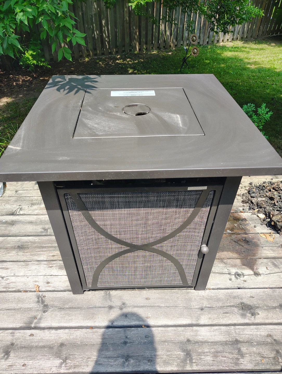 Propane Fire Pit Table with propane tank