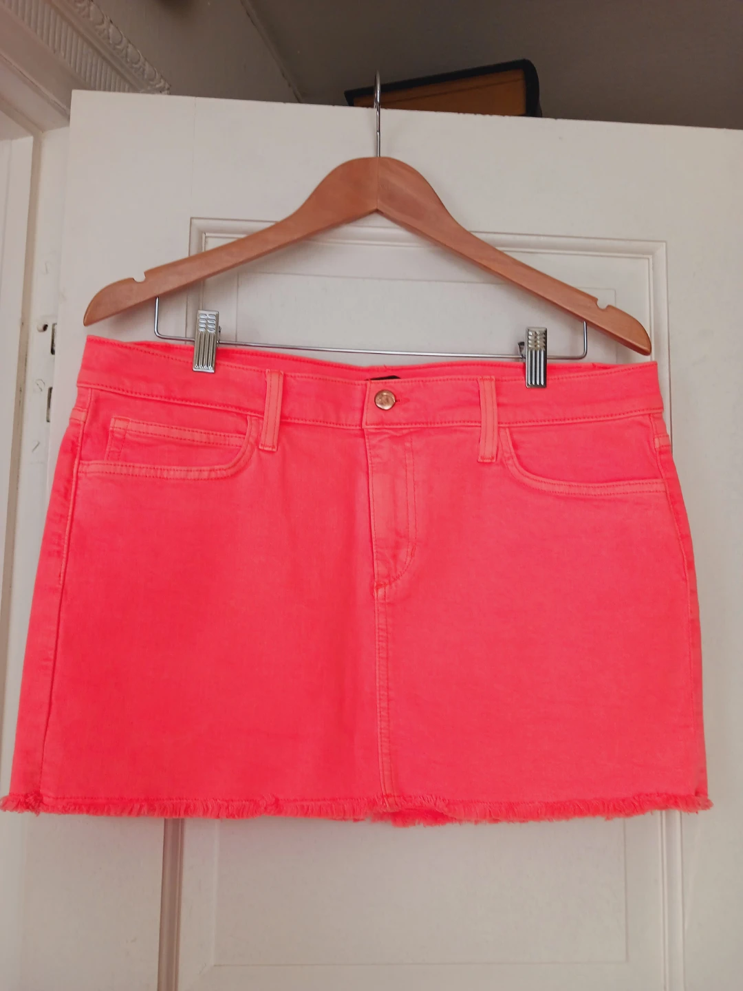 New !! Joe's Jeans Neon Orange Denim Mini Skirt W 32 - photo 2