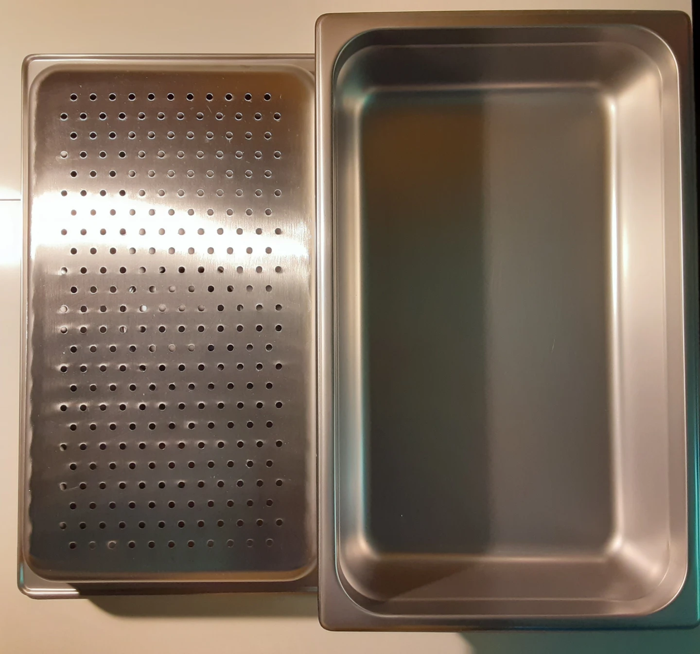 Large - 18/8 Stainless Steel Hotel Pan, Perforated Insert & Lid