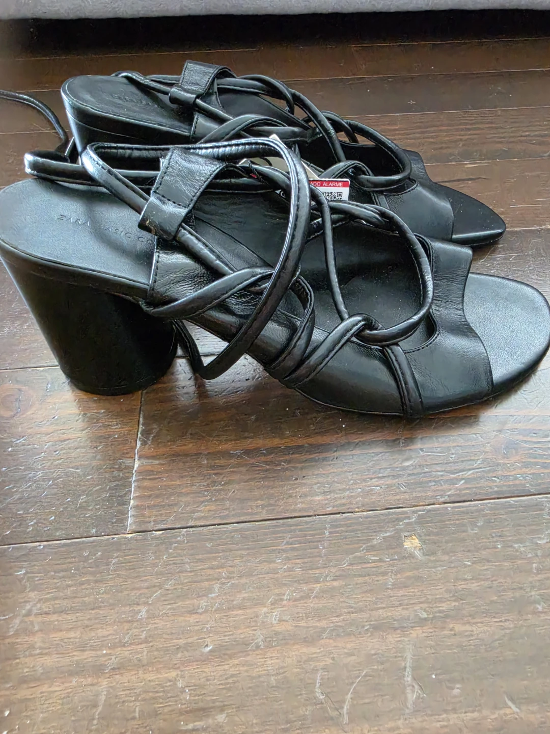 ZARA Black Strappy Block Heel Sandals size 7.5 - photo 2