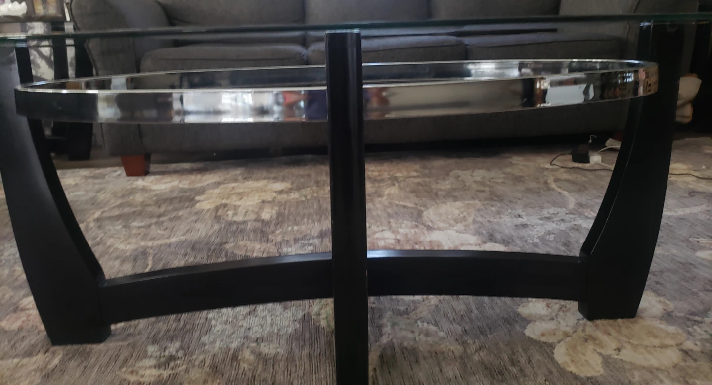 Glass Coffee Table with Black Base - photo 2