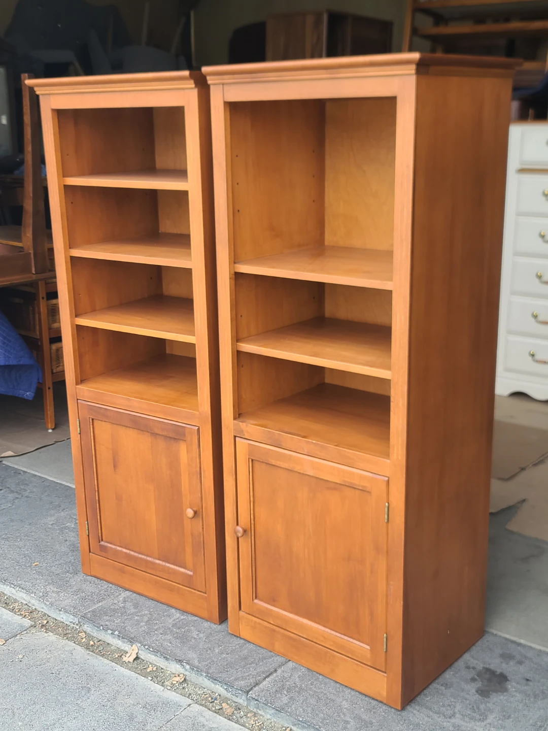 Pair of Solid Wood Bookcases with Cabinets - photo 2