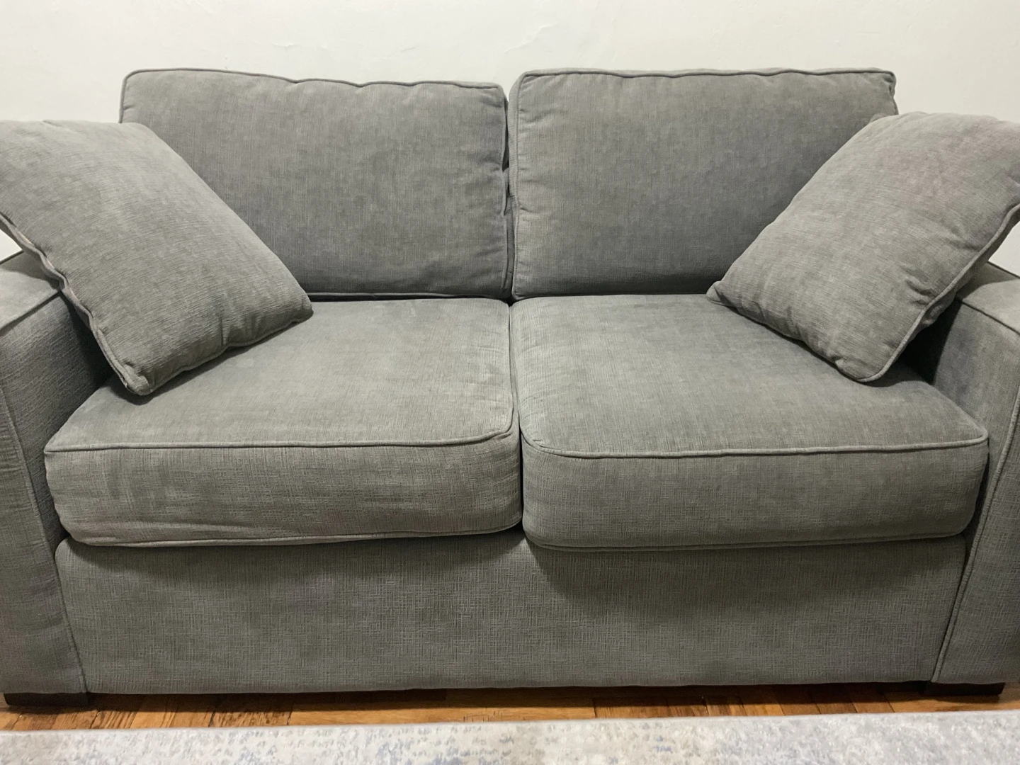 Grey Loveseat Sofa with 2 Pillows