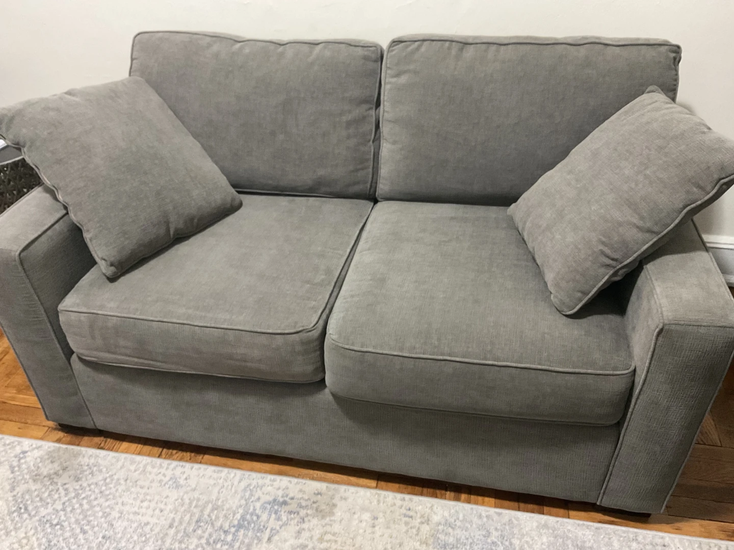 Grey Loveseat Sofa with 2 Pillows - photo 2