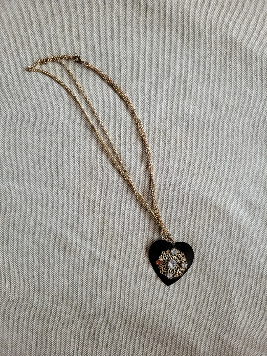 Gold Tone Heart Pendant Necklace