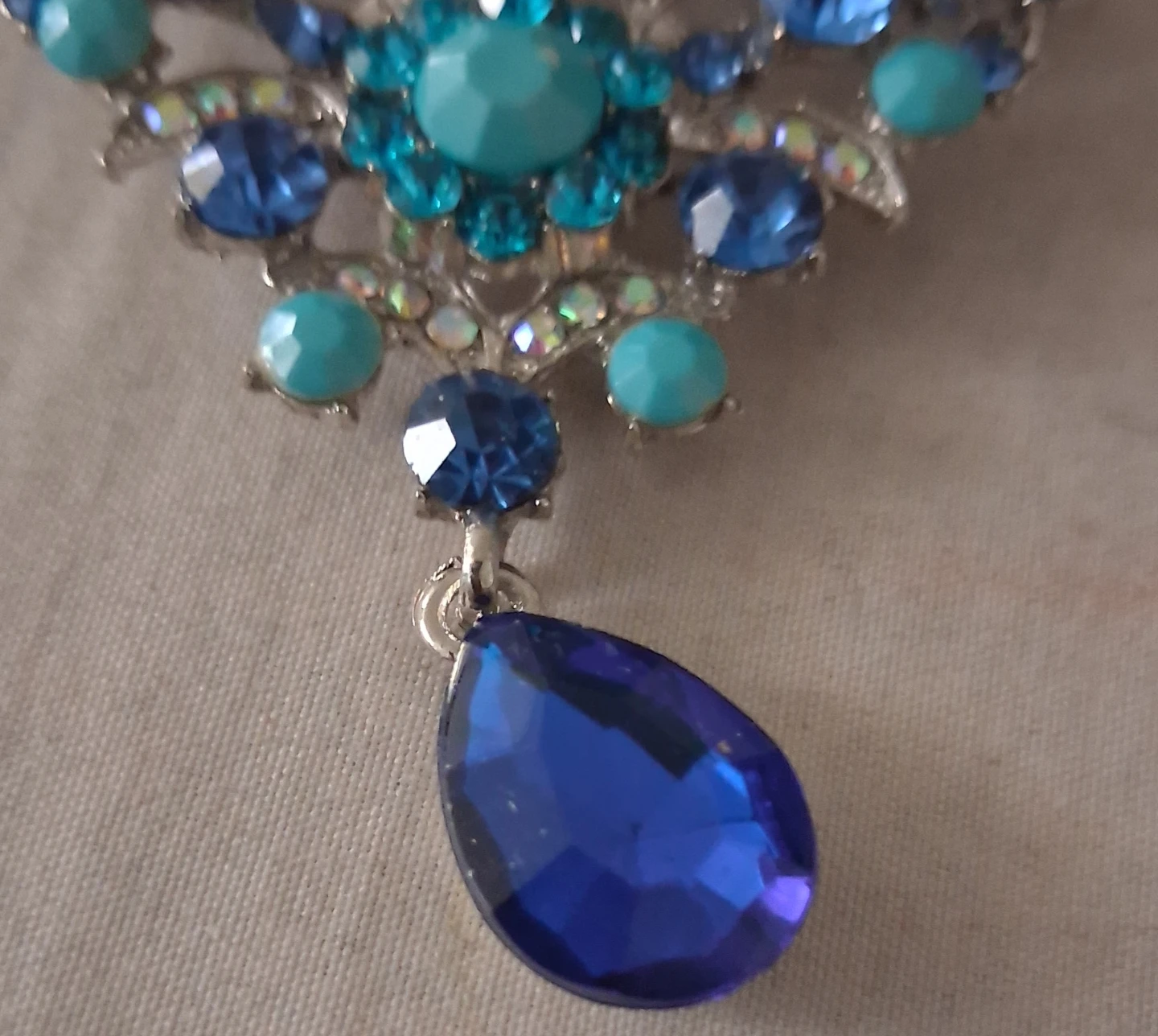 Sparkling Blue Gem Brooch with Dangle - photo 3