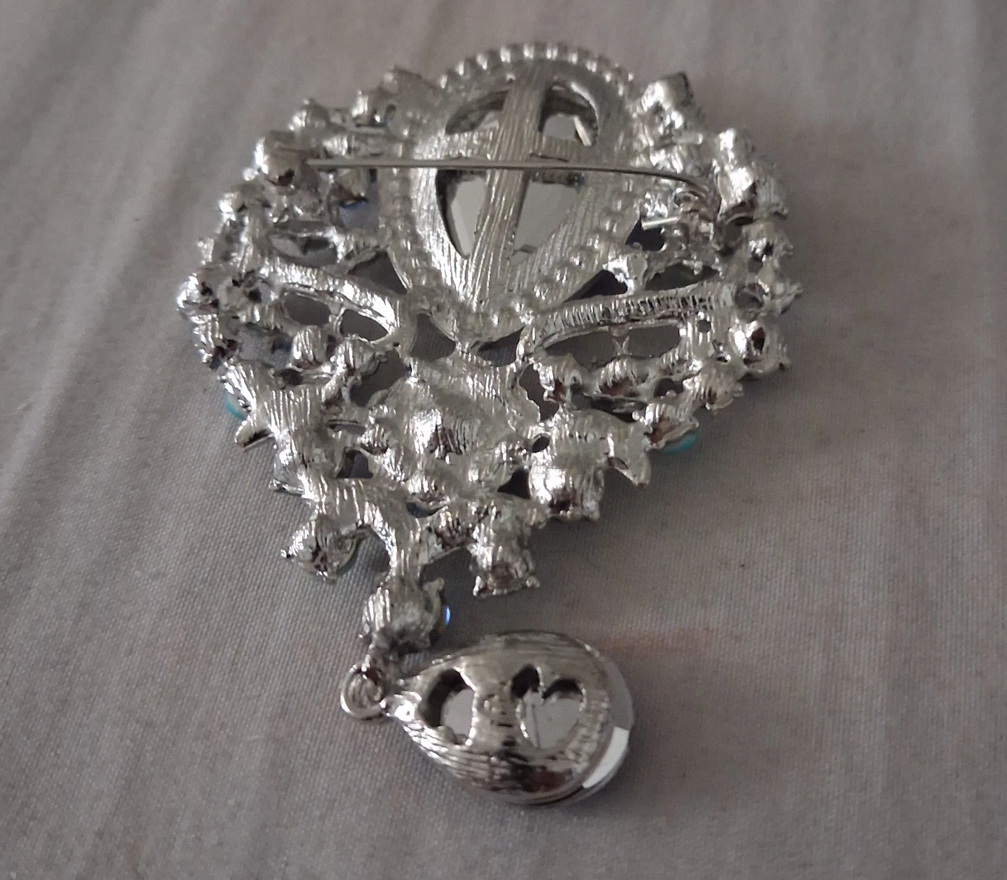 Sparkling Blue Gem Brooch with Dangle - photo 4