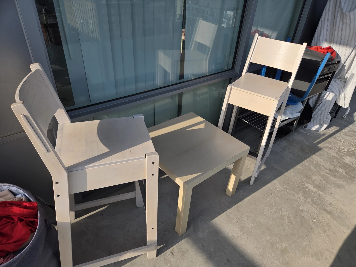 Wooden Stool and Side Table Set