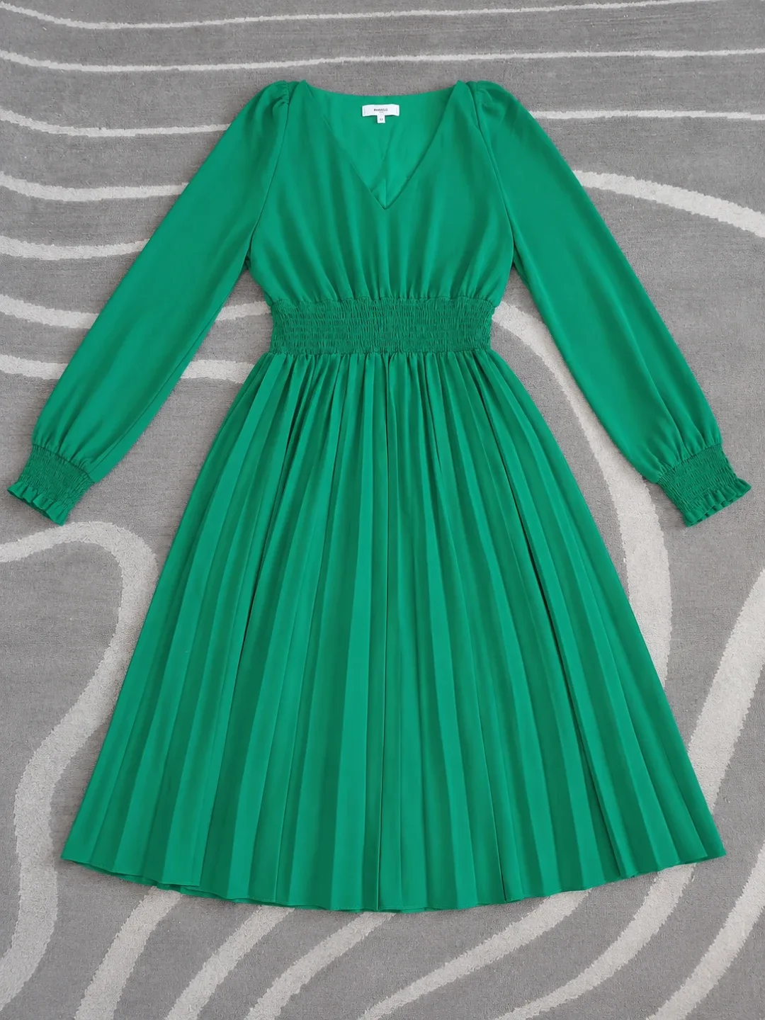 Green Pleated Midi Dress