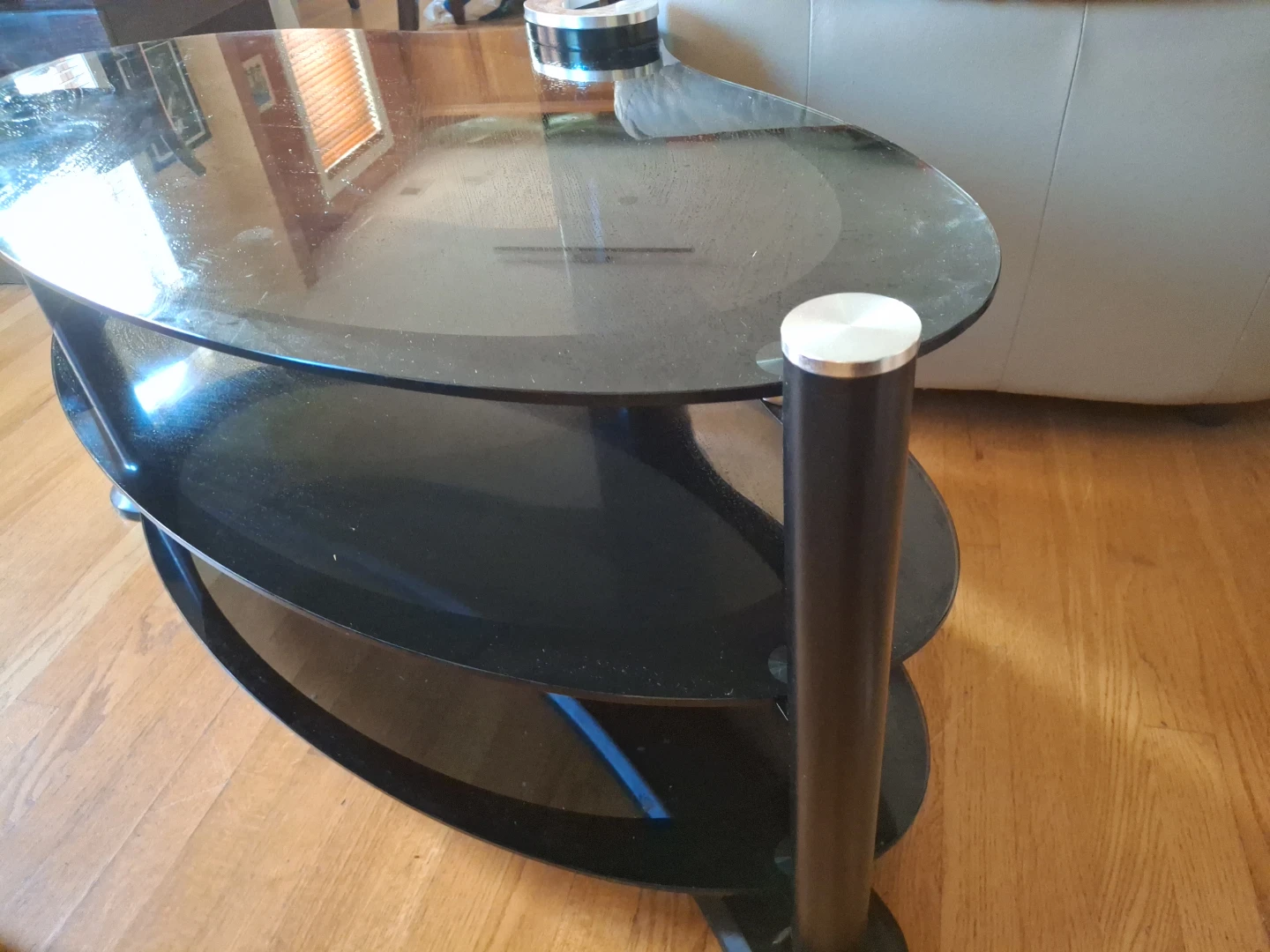 Contemporary Black/Clear TV Stand/Modern Design Round Black - photo 2