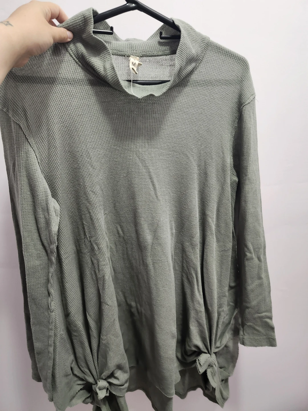 Free People Mock Neck Waffle Knit Top