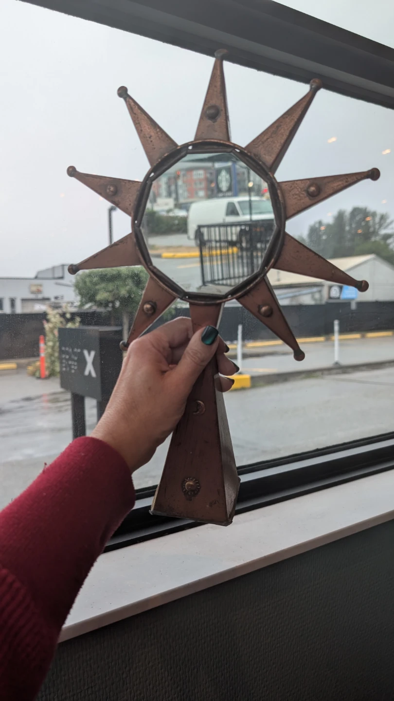 Vintage Copper Starburst mirror  with Sun and Moon Accent
