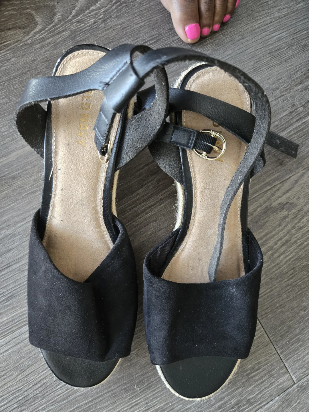 Old Navy Black Espadrille Wedge Sandals