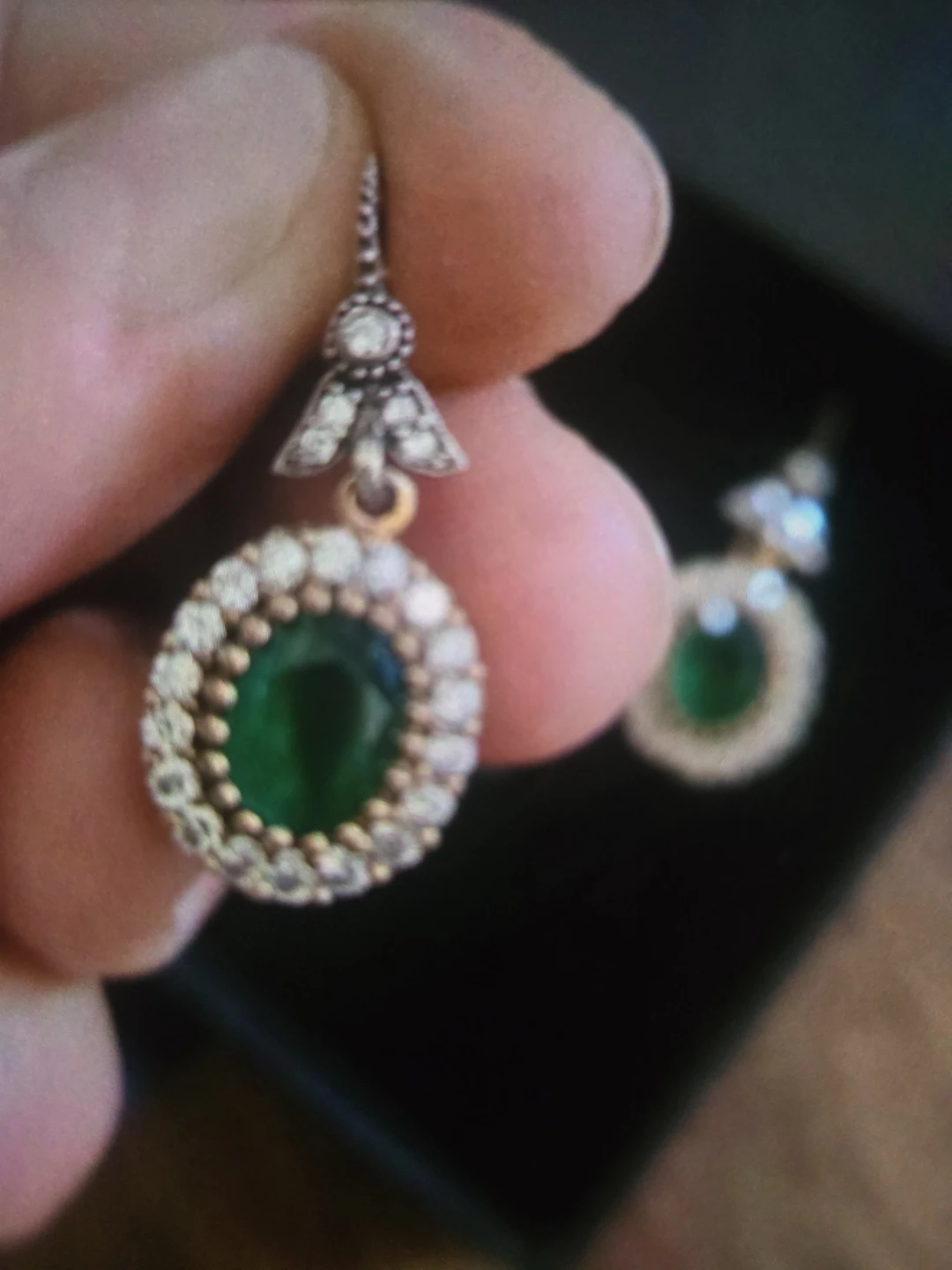 Emerald and Diamond Earrings and Ring Set - photo 3