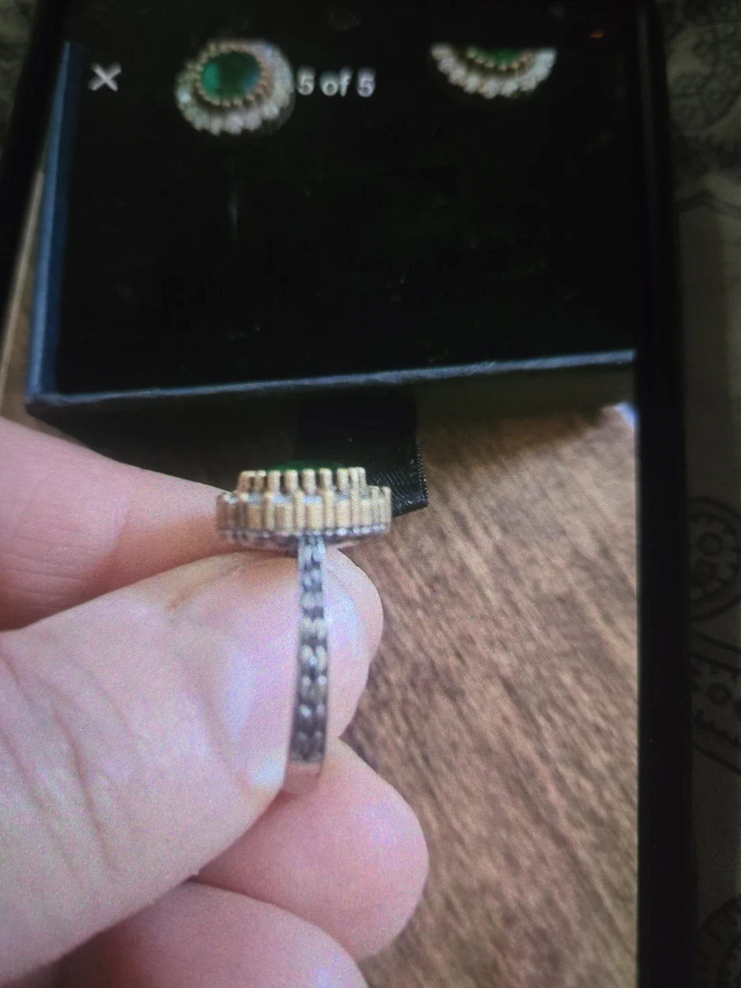 Emerald and Diamond Earrings and Ring Set - photo 5