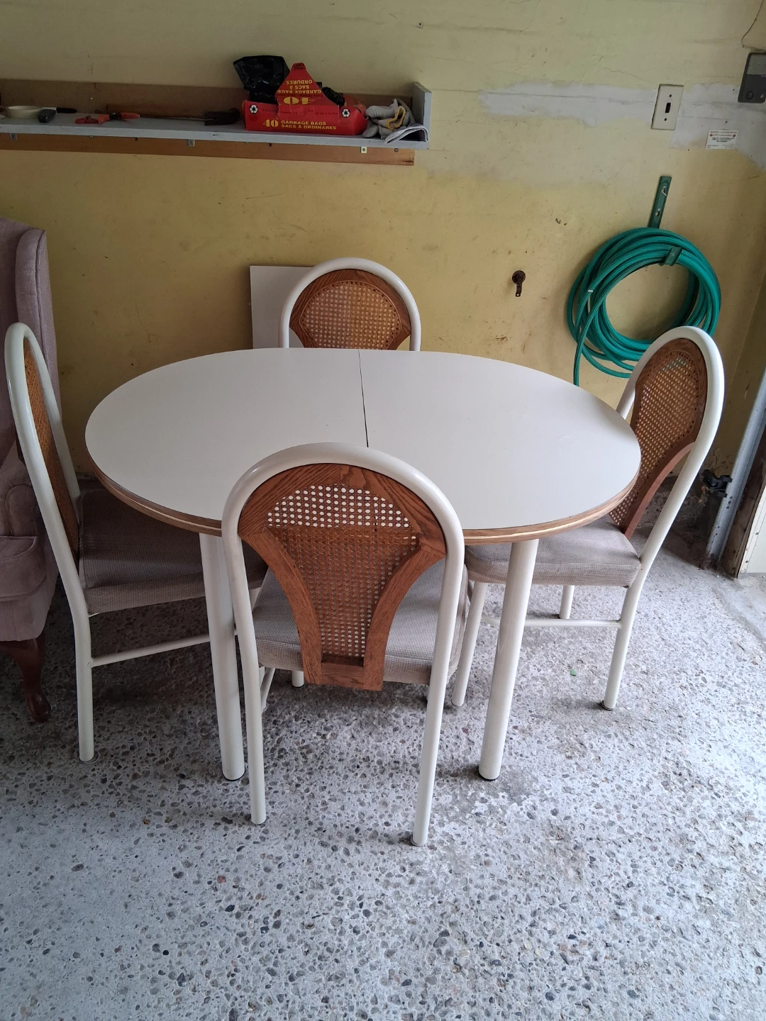 White Oval Dining Table with 4 Chairs