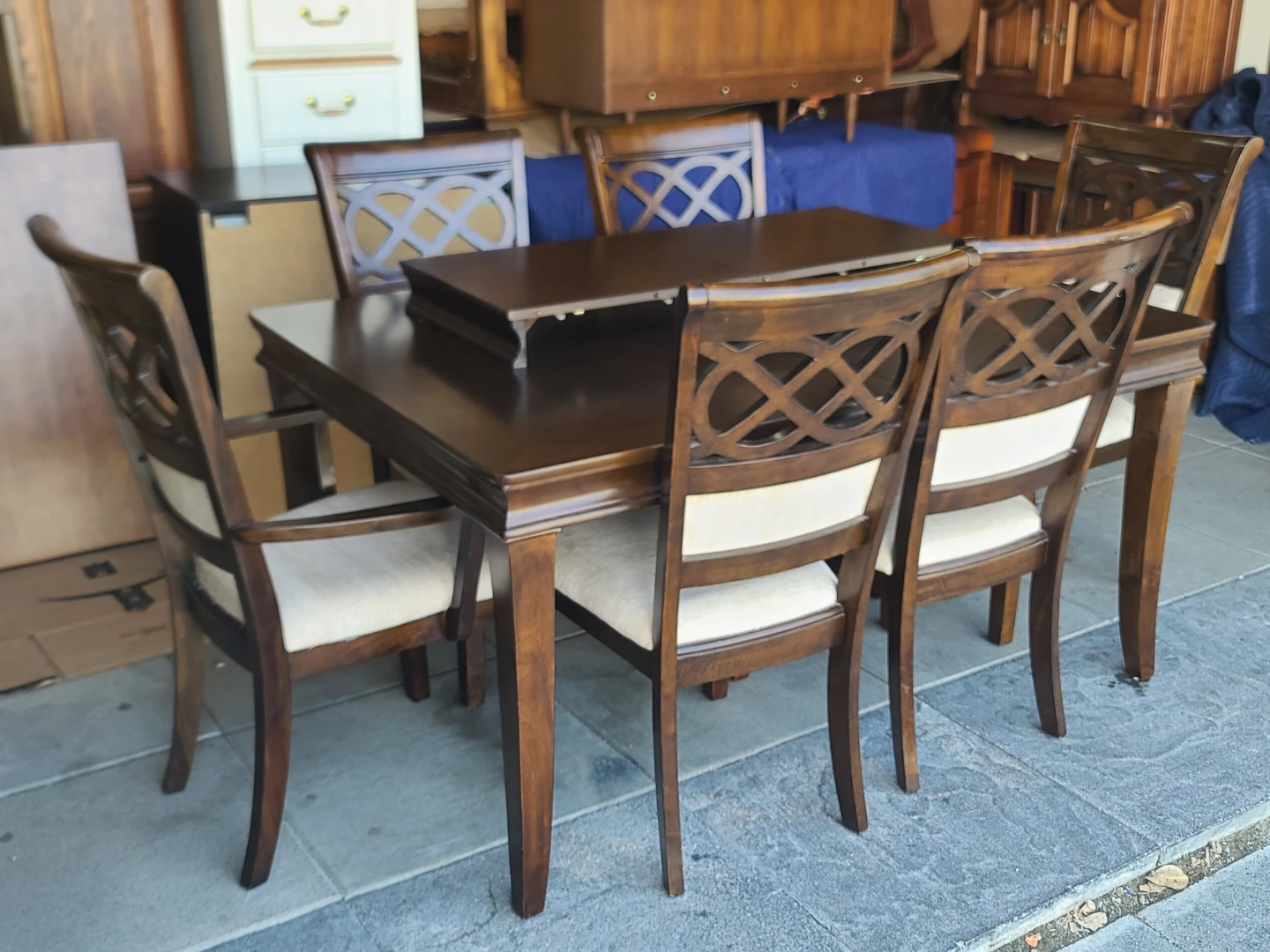 Wooden Dining Table with Leaf and 6 Chairs - photo 2
